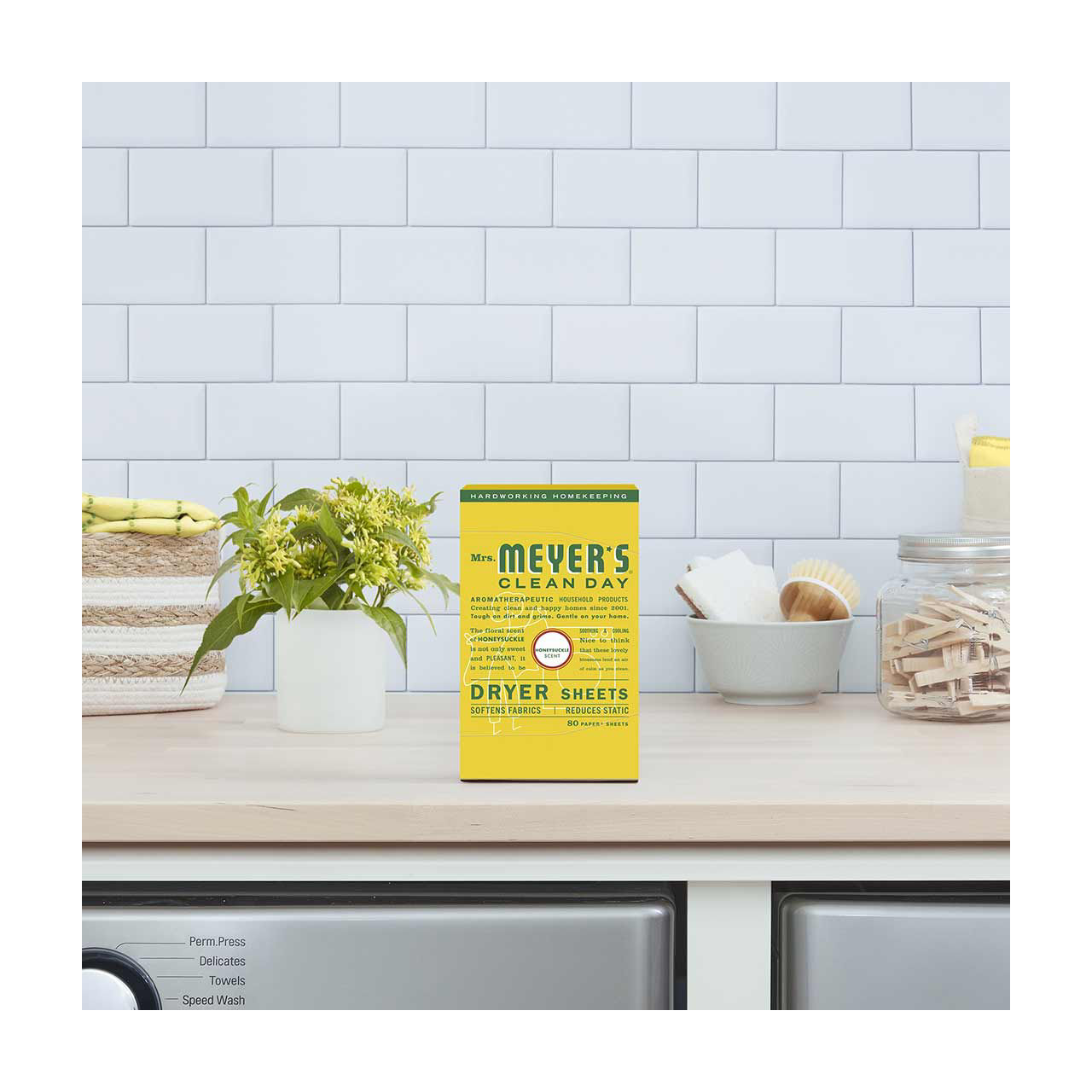 Mrs. Meyer's Clean Day Dryer Sheets, Honeysuckle Scent, 80 Count