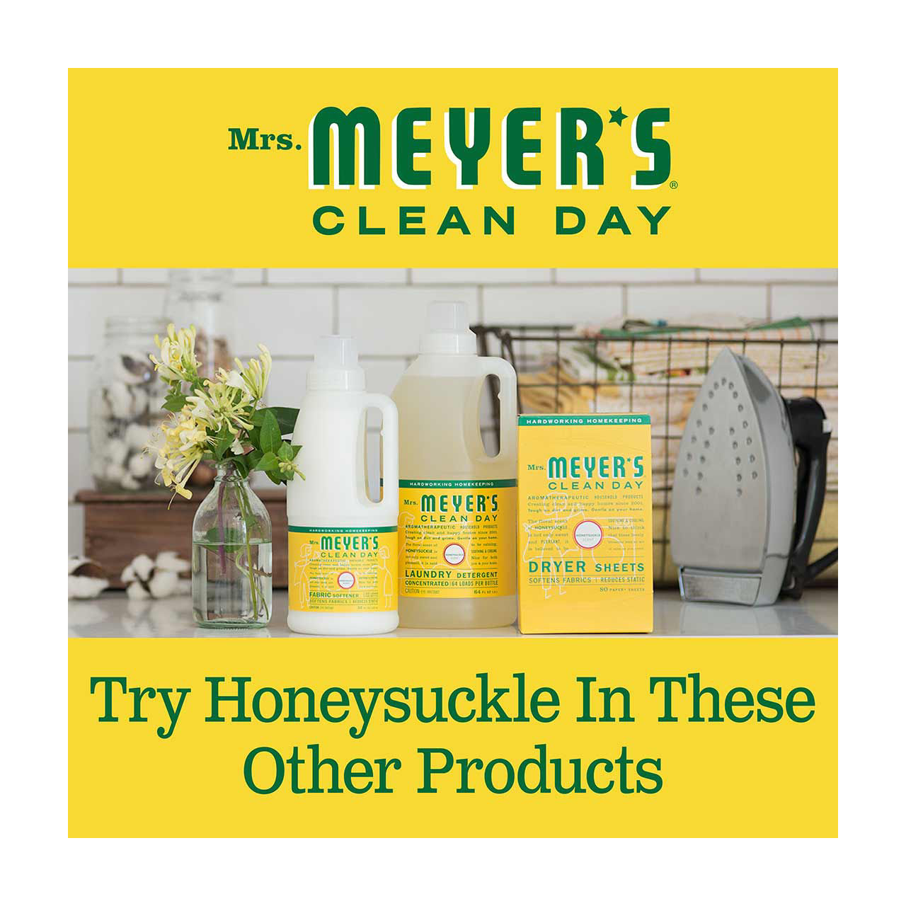 Mrs. Meyer's Clean Day Dryer Sheets, Honeysuckle Scent, 80 Count