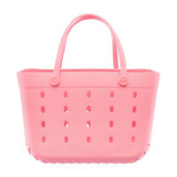 Large Rubber Washable Beach and Pool Tote Bag, Pink