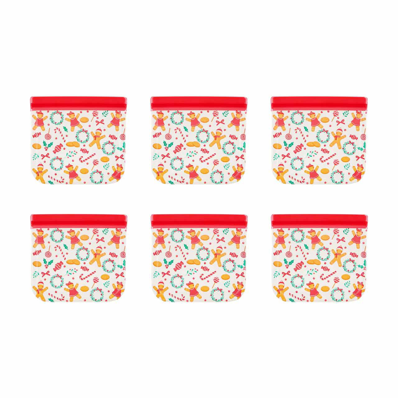 Core Printed Reusable Christmas Bags, Set of 6