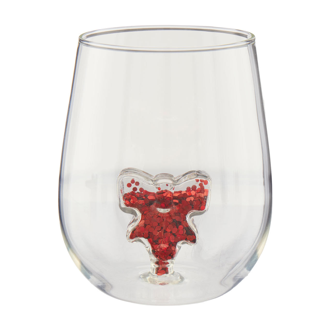 Christmas Glitter Wine Glass, Bow