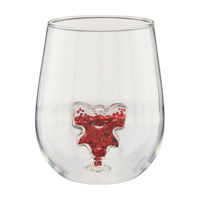 Christmas Glitter Wine Glass, Bow