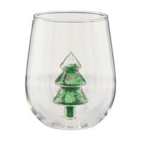 Christmas Glitter Wine Glass, Christmas Tree
