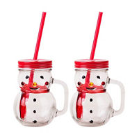 Snowman Shaped Mason Jar Sippers, 2 ct