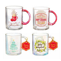 Christmas Glass Coffee Mugs, Assorted