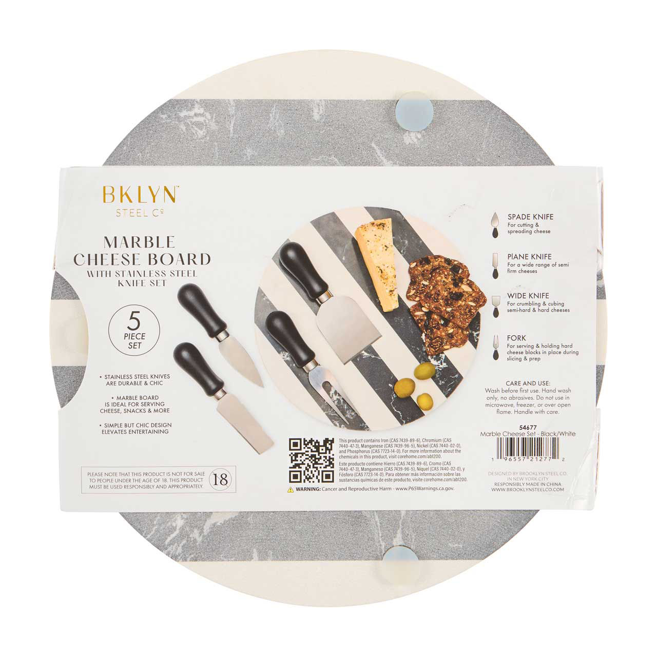 BKLYN Co 5-Piece Marble Cheese Board Set