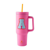 Swivel Tumbler 'A' Monogram, 40 oz, Powder Pink/Teal