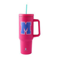 Swivel Tumbler 'M' Monogram, 40 oz, Powder Pink/Blue