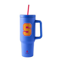 Swivel Tumbler 'S' Monogram, 40 oz, Powder Blue/Orange