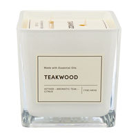 Square Scented Candle, Teakwood, 17 oz