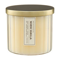 Ribbed Glass Scented Candle, Warm Vanilla, 18 oz