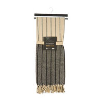 West Village Throw Blanket, Beige and Black Striped,