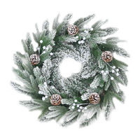 Christmas Snowy Wreath with Pinecones and Berries, 24 in