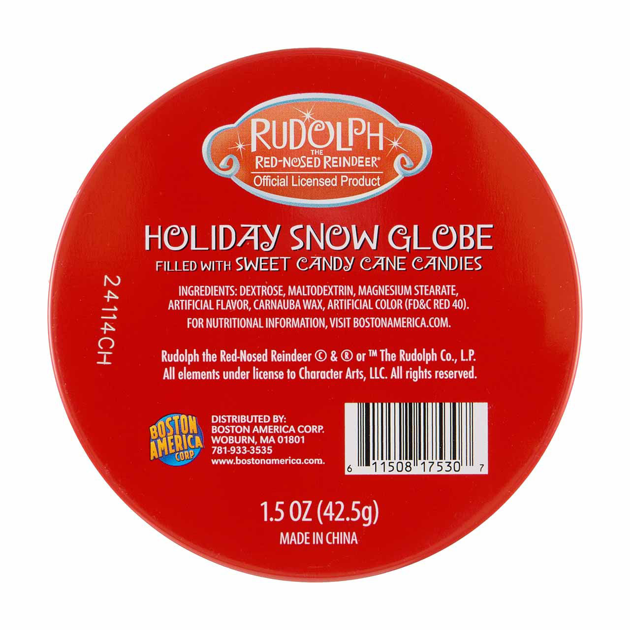 Rudolph Holiday Snow Globe with Candy, 1.5 oz