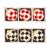 Checkered Christmas Ball Ornaments, 3 pk, Assorted