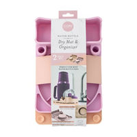 Pink & Orange Water Bottle Dry Mat & Organizer, 2 pack