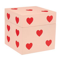 Valentine's Day Pink Gift Box with Red Hearts, 5 x 5 in