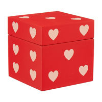 Valentine's Day Red Gift Box with Pink Hearts, 3 x 3 in