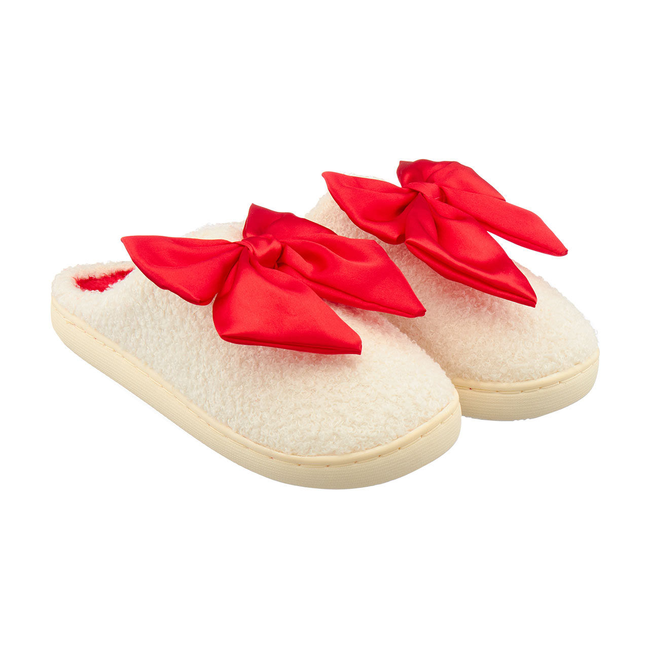 Women's Holiday Red Bow Slippers, Small