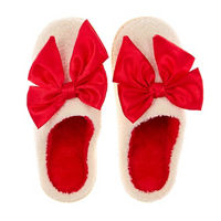 Women's Holiday Red Bow Slippers, Large