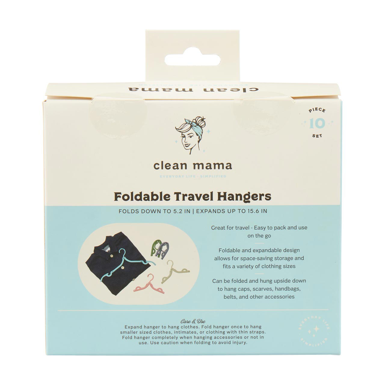 Clean Mama Foldable Travel Hangers, 10 ct