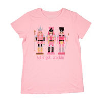 "Let's Get Crackin'" Women's Pink Nutcracker T-Shirt, Large