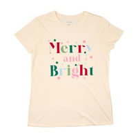 "Merry & Bright'" Women's Christmas T-Shirt, Large