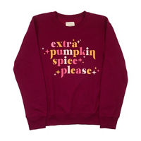 Halloween 'Extra Pumpkin Spice Please' Sweatshirt, Maroon, 2XL