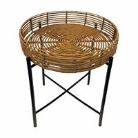 Plastic & Metal Basket Weave Side Table