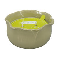 Lemongrass & Citronella Scented Flower Ceramic Candle, Beige, 15.5 oz