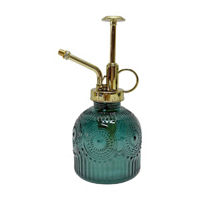 Green Teal Ribbed Glass Plant Mister