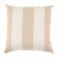 Tan and White Striped Outdoor Throw Pillow, 18x18