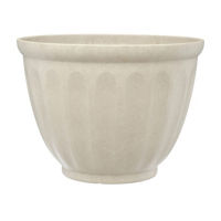 Wide White Ribbed Outdoor Planter