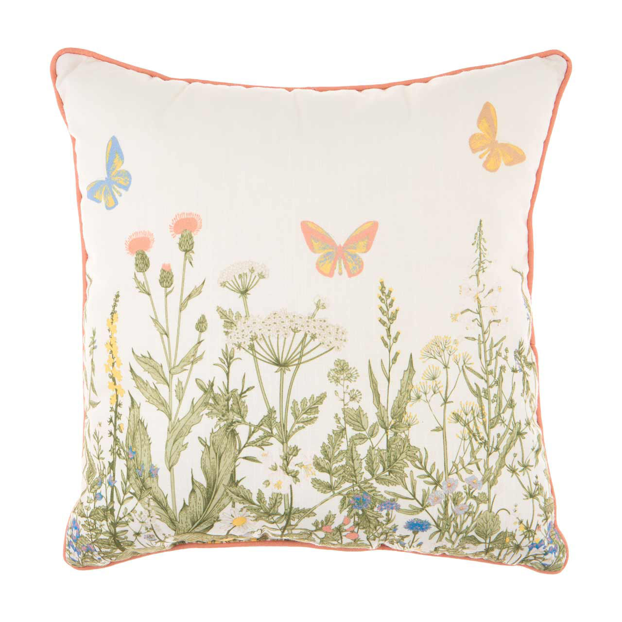 Floral and Butterflies Outdoor Pillow, 18x18 in