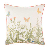 Floral and Butterflies Outdoor Pillow, 18x18 in