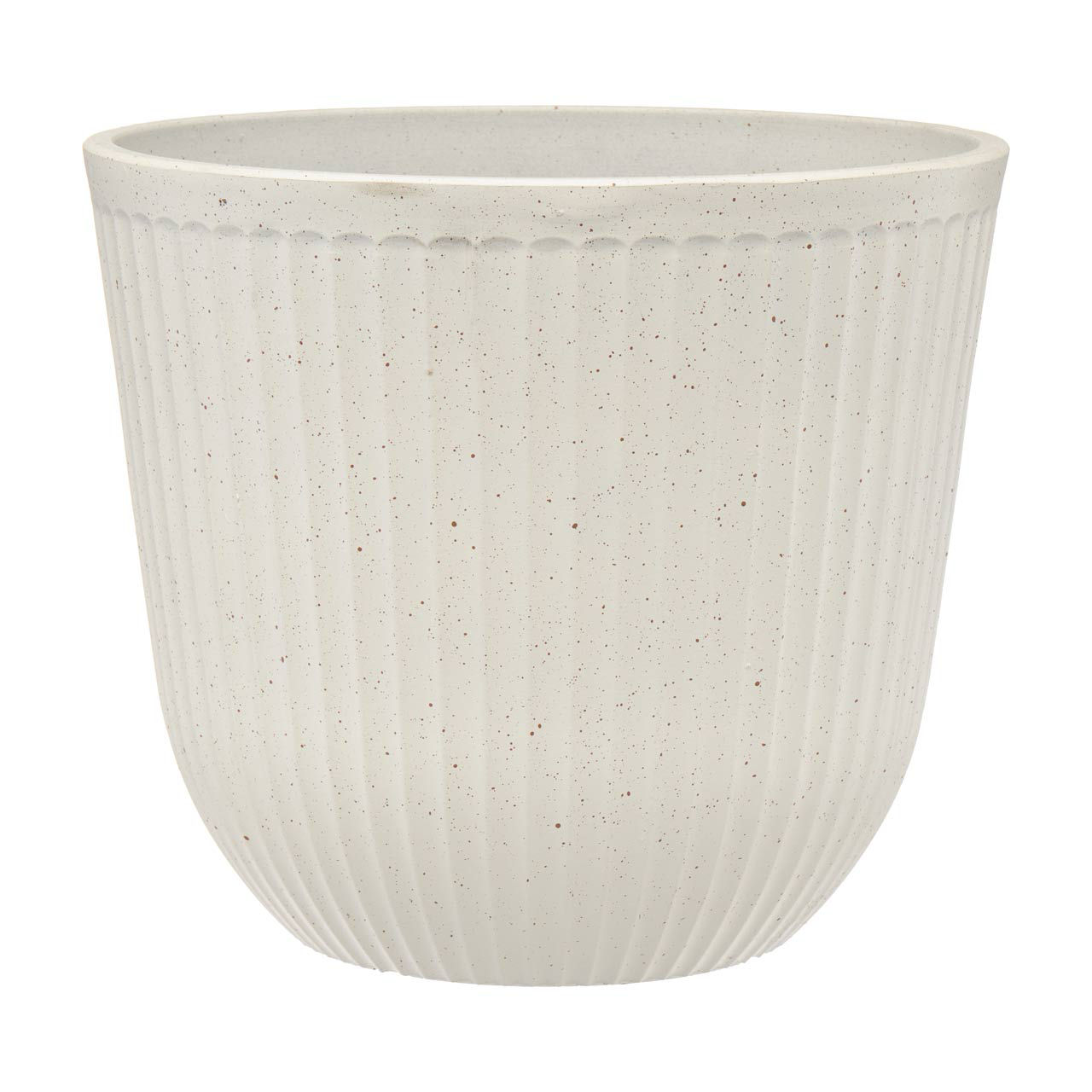 White Round Ribbed Planter, 10 in