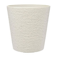 White Round Graved Planter, 10 in