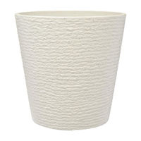 White Round Graved Planter, 12 in