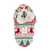 Mistle Toes Holiday Fairisle Print Slippers, Medium/Large