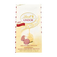 Lindt LINDOR Holiday White Chocolate Peppermint Candy Truffles, 0.8 oz. Bag