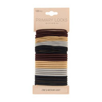 Riviera Primary Locks Gray, Tan & Brown Elastic Hair Ties, 100 ct