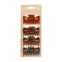 Riviera Primary Locks Tortoise Shell Claw Clips, Medium, 4 ct