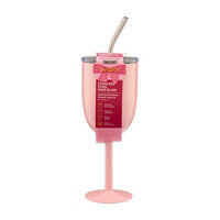 Evoke Stainless Steel Wine Glass with Splash Guard and Straw, 15 oz