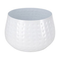 Large Round Metal Planter, White