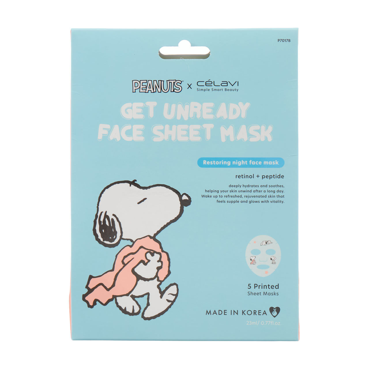 Celavi Peanuts Face Sheet Mask, 0.7 fl oz