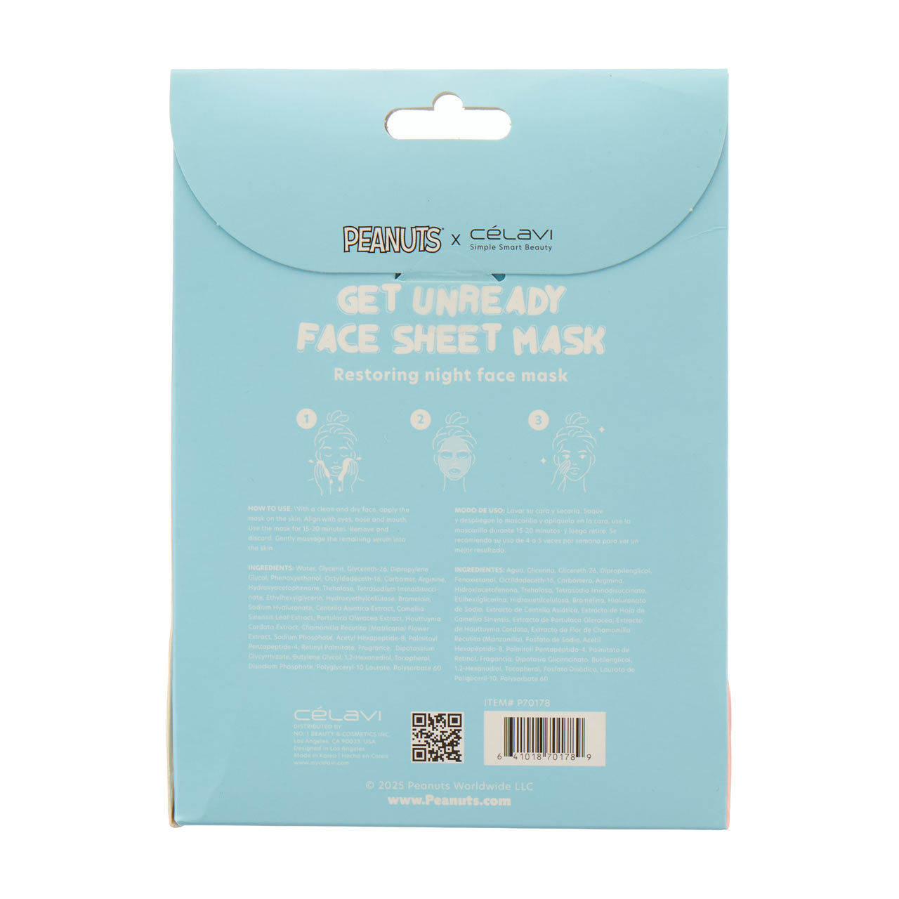 Celavi Peanuts Face Sheet Mask, 0.7 fl oz