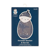 Gerber Swaddle Blanket & Hat Set, 0-6 M, 40 in x 40 in