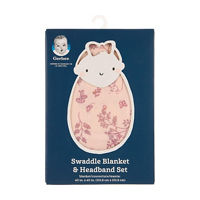Gerber Swaddle Blanket & Headband Set, 40 in
