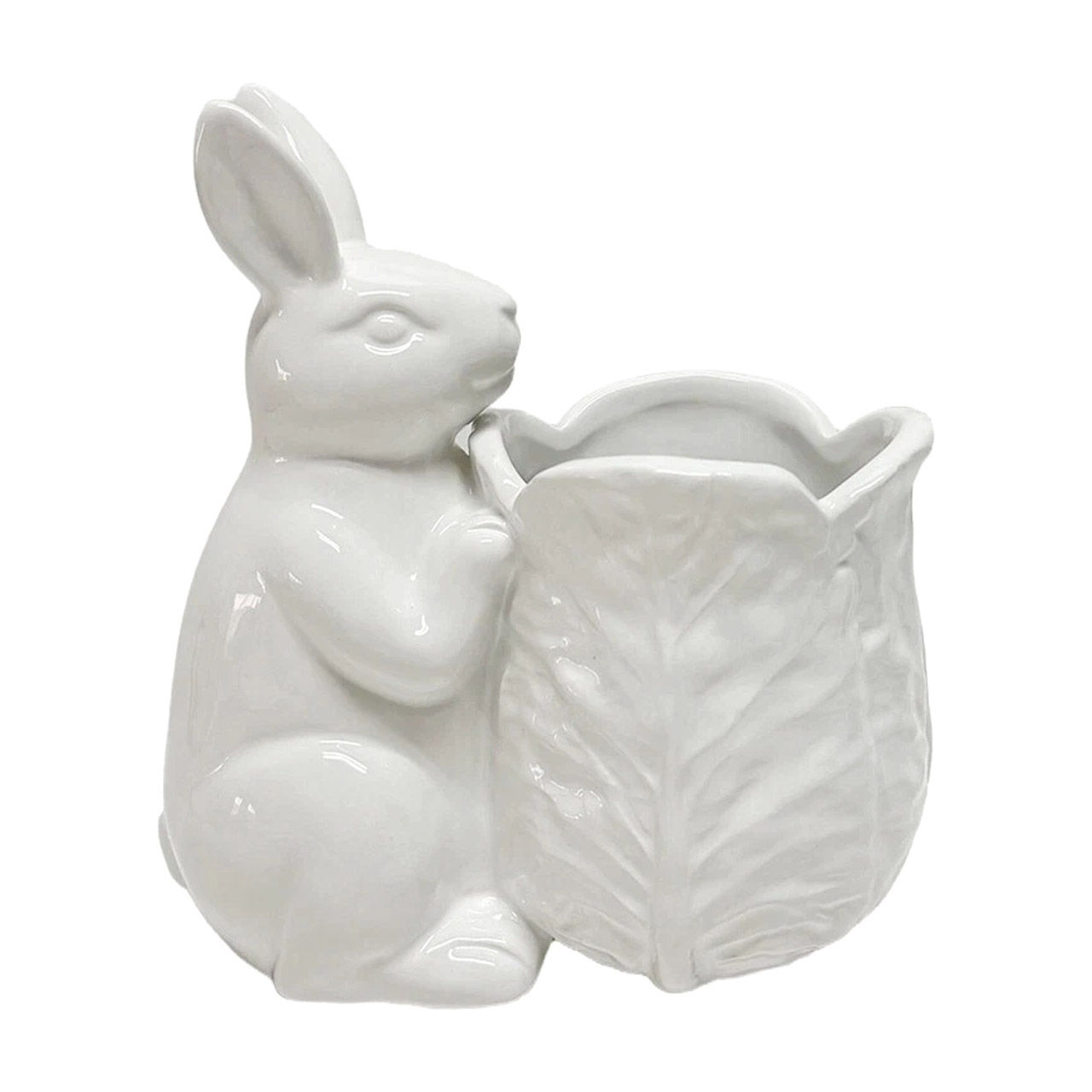 White Ceramic Easter Bunny Vase, 8 in