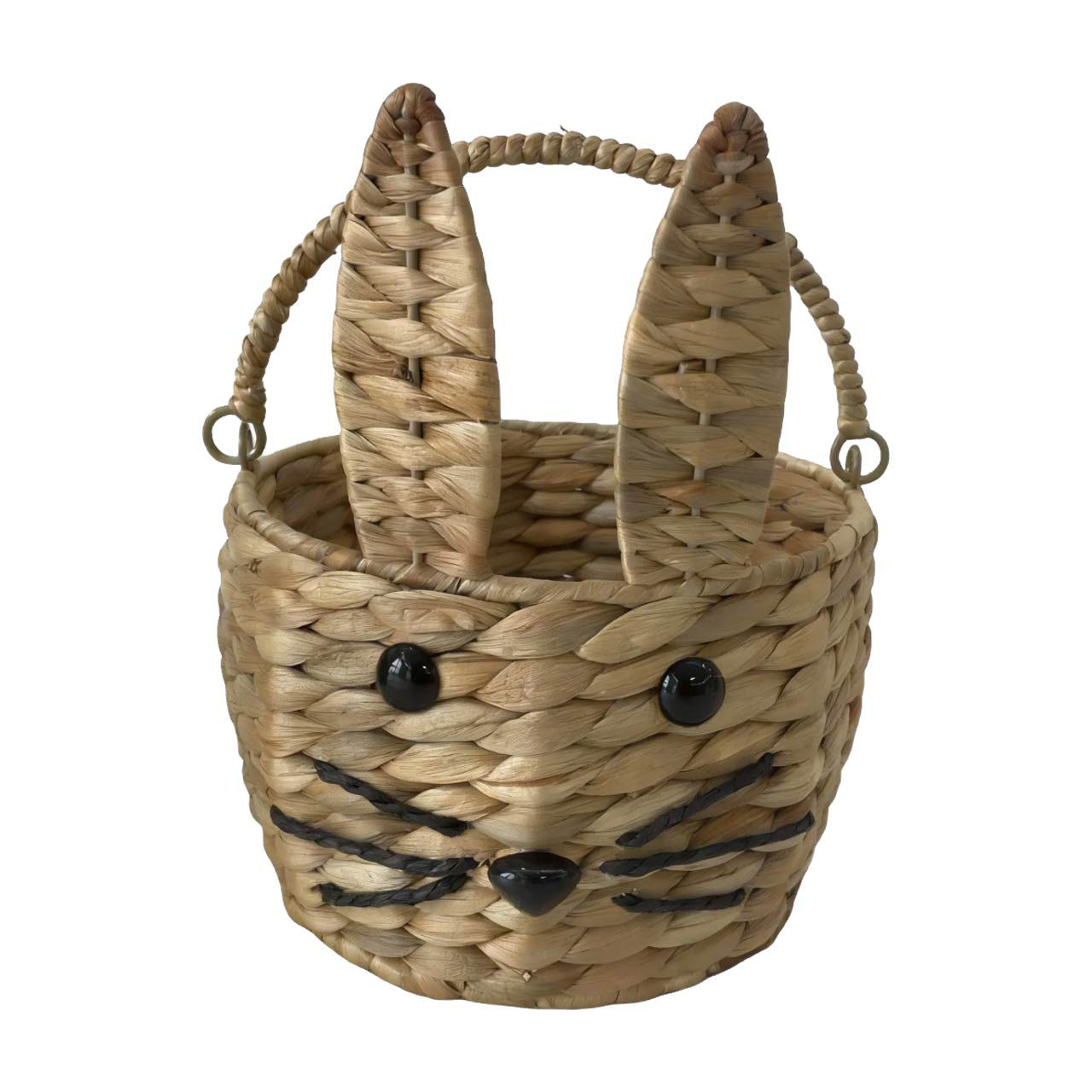 Handwoven Water Hyacinth Easter Bunny Basket, 17 oz